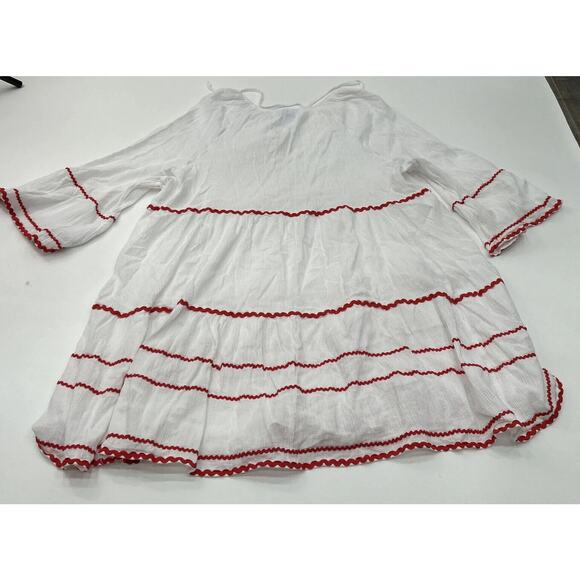 Draper James Womens 3X Magnolia White Crinkle Cotton Tiered Cover Up Boho Dress - Picture 4 of 12